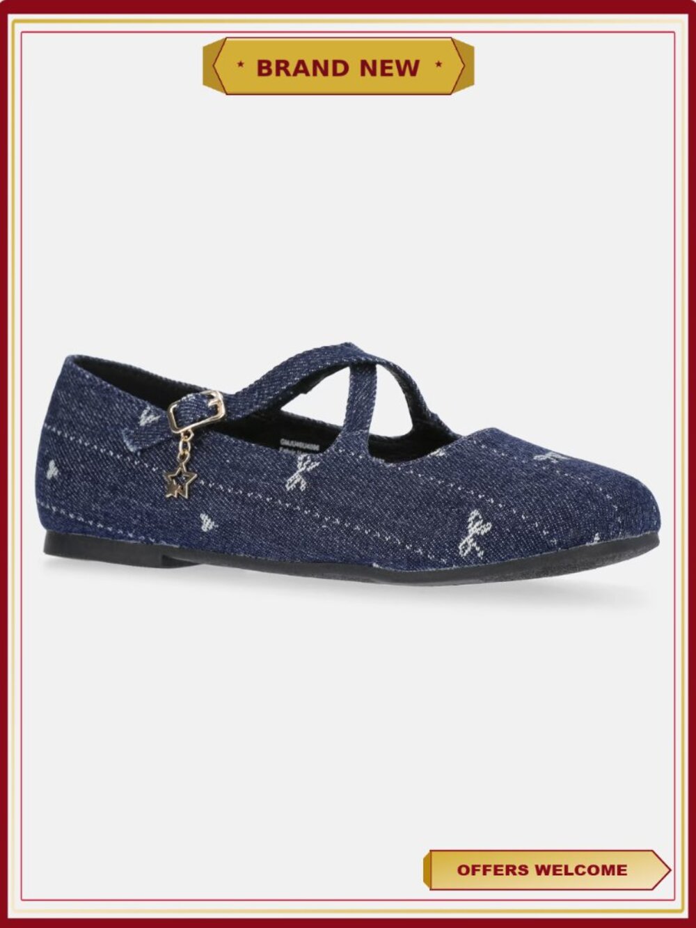 Girls Crisscross Strap Mary Jane Flats Size 5 Adjustable Buckle